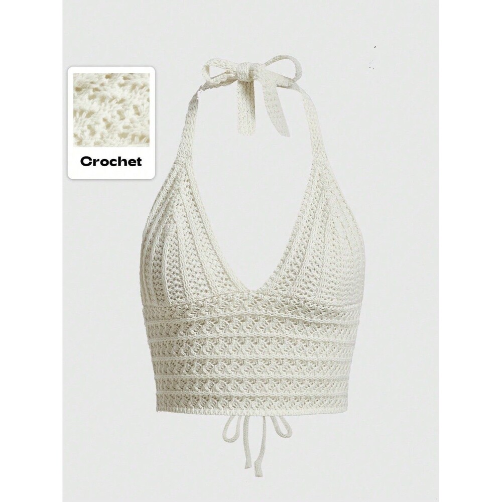 NWT Romwe Junior’s Crochet Halter Crop Top Size US 12 XL Festival Sexy Boho